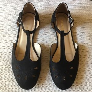 Black Velvety Modcloth Buckle Sandal Flats